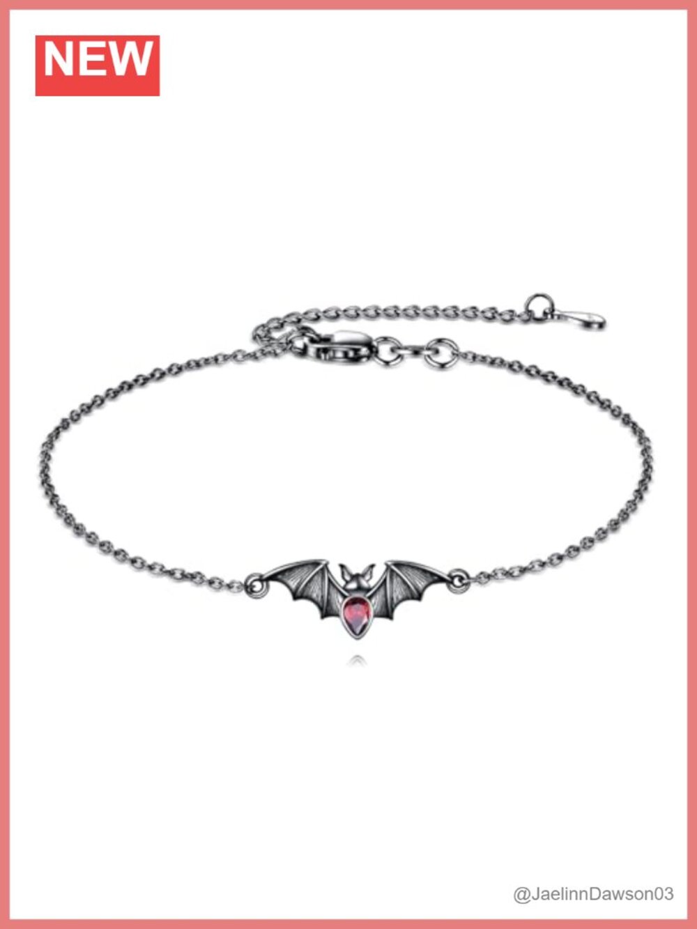 925 Sterling Silver Bat Link Bracelet Adjustable Gothic Halloween Jewelry